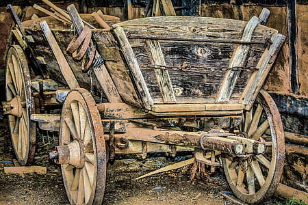 brown steel wagon art