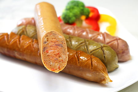 Sausage on White Plate