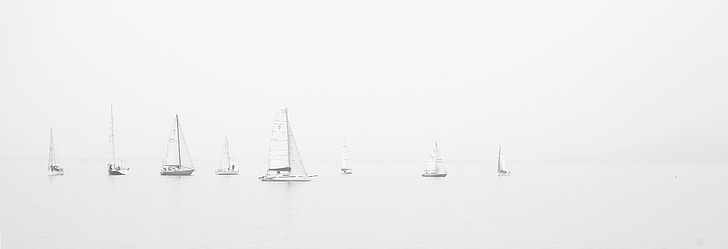 white boat's on sailing