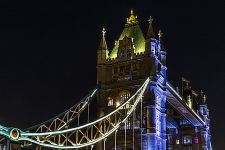 Night-time shot of the famous Tower Bridge on the River Thames in London. Image captured with a Canon 6D DSLR