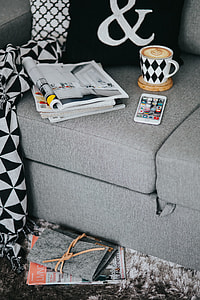 Resting with magazines and cup of coffee
