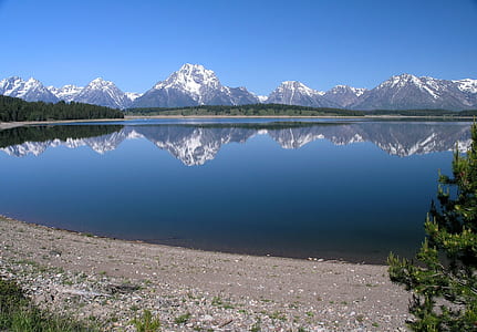 reflective photo of mountain and lake during daytime