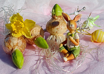 rabbit figurine near fruits