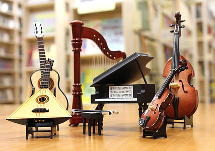 selective focus photo of assorted musical instruments