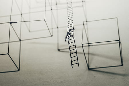 man climbing on ladder illustration