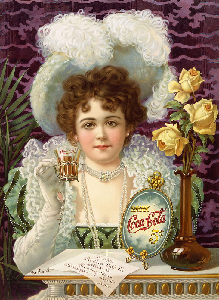 woman holding cup of Coca-Cola painting