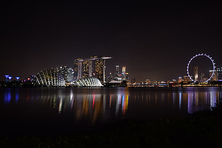 photography of city buildings during night time