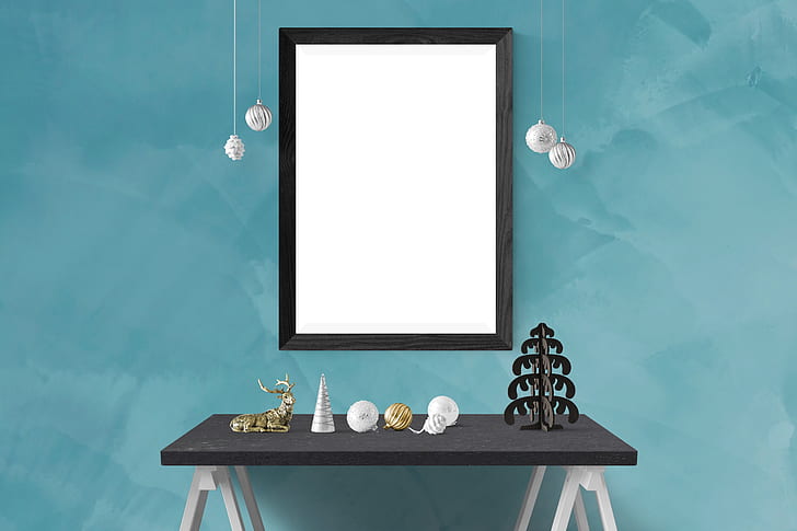 rectangular wall mirror with black wooden frame