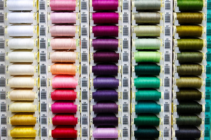 close-up photo of assorted-color threads