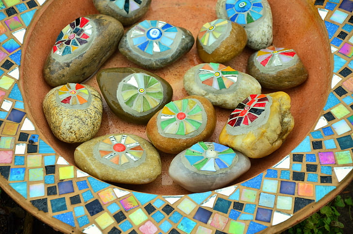 assorted-color decorative stones