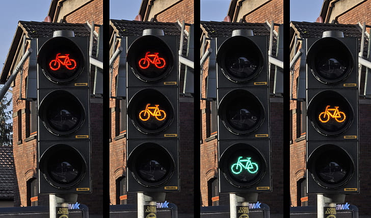 black traffic light bicycle
