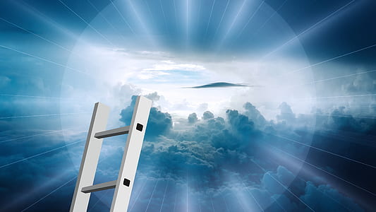 photography of clouds and ladder