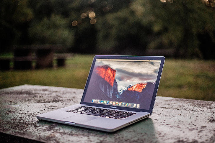 Laptop computer in outdoor setting
