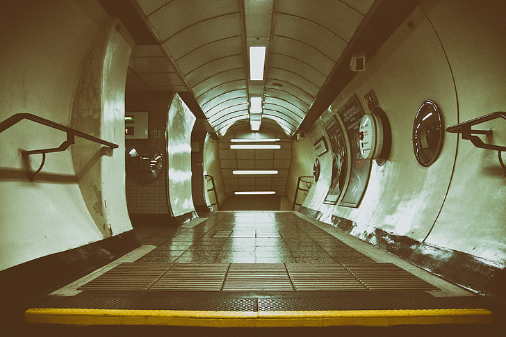 Image taken in a passenger tunnel on the London Underground rail network. Captured with a Canon DSLR