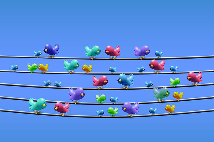 flock of bird standing in black wire graphic illustration