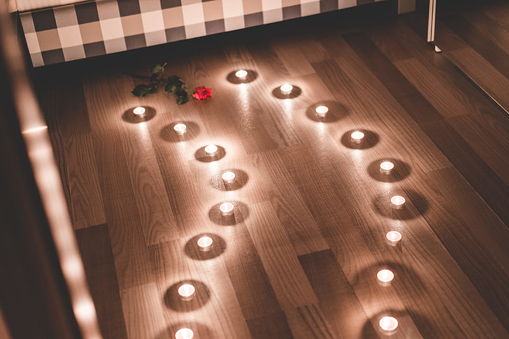 Romantic Candles as a Pathway in a Bedroom