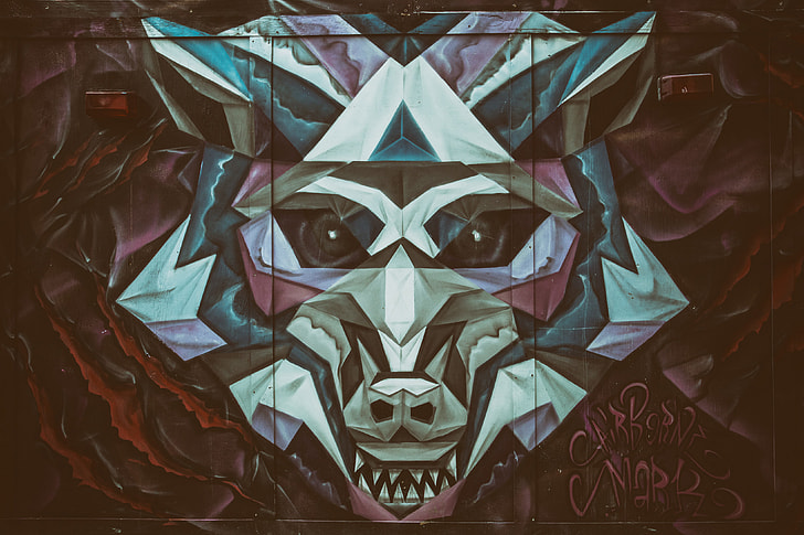 Urban wolf street art captured in Shoreditch