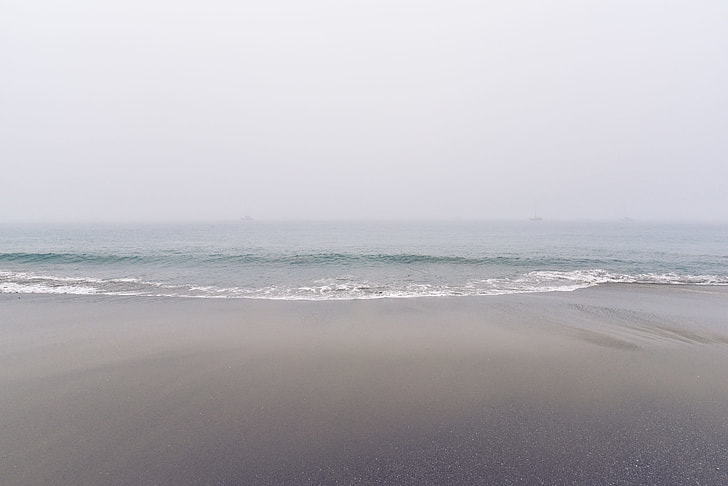 beach shore under foggy weather