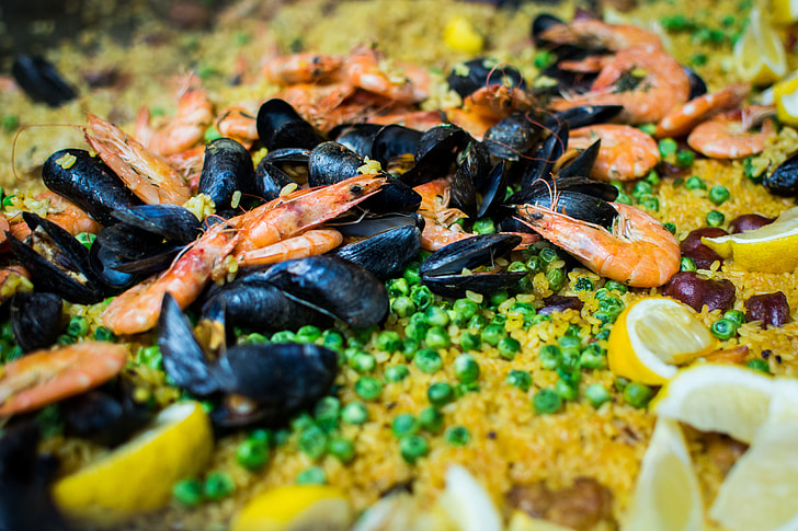 Royalty-Free photo: Seafood paella close up | PickPik