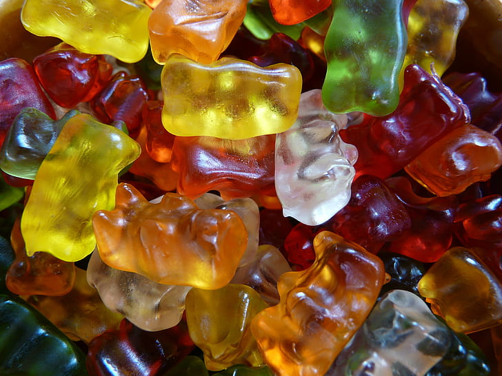 closeup of gummy bears candies