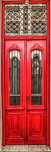 red wooden door