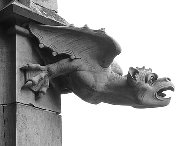 gray dragon statue on wall