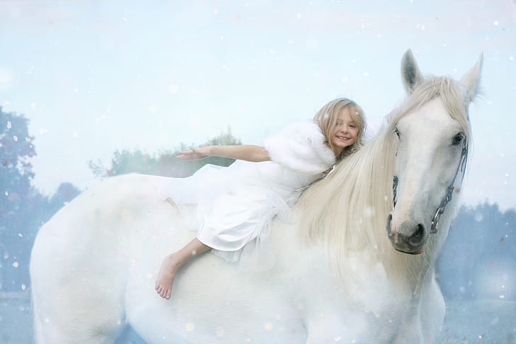 girl riding white horse