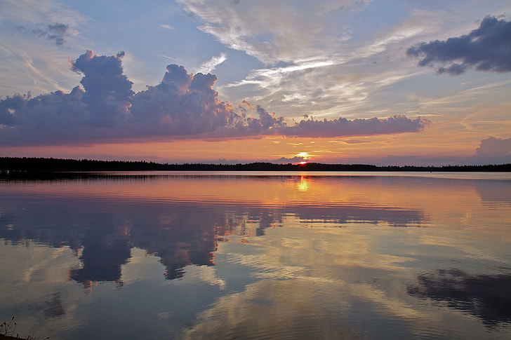 lake during sunset view photo
