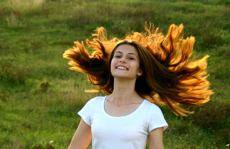 woman flipping her hair