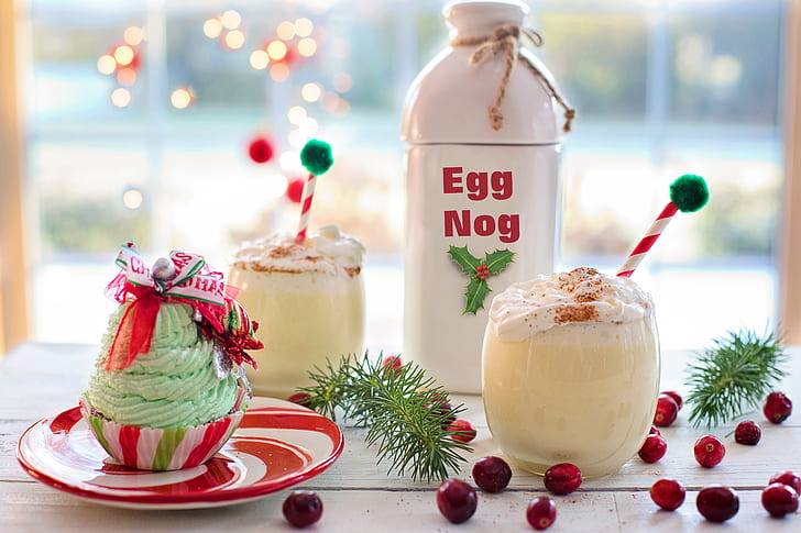 Two Glasses Of Christmas Eggnog. - Stock Photos