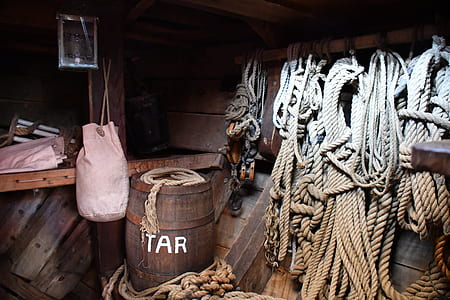 Wooden Barrel And Ropes