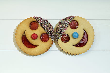 two round cookies with toppings
