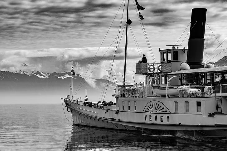 Grayscale Photography of Yevey Sail Boat