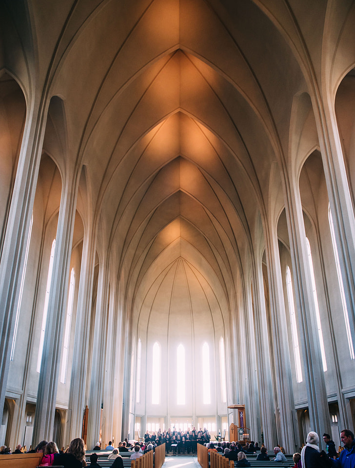 architectural photo of inside of a church