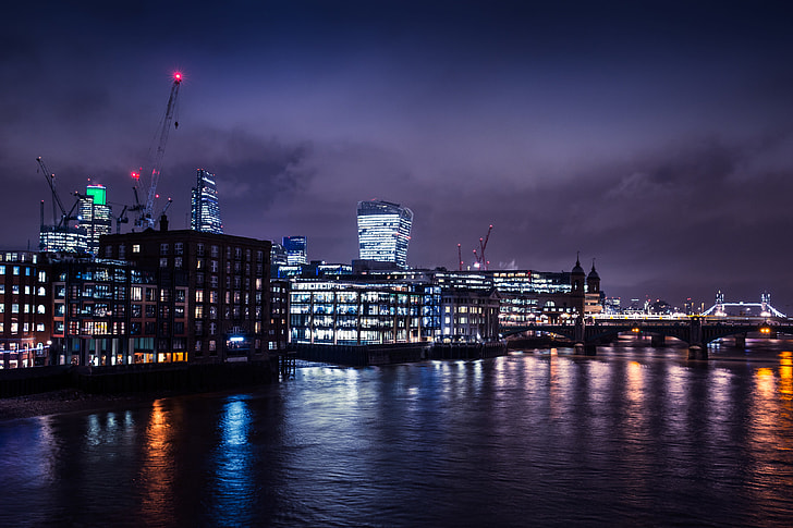 Wide-angle shot taken on the River Thames in London, England. Image captured with a Canon 6D DSLR