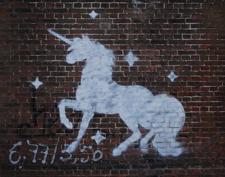 white unicorn painting