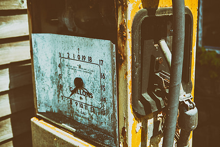 An old abandoned gas pump sits disused in Kent in England. Image captured with a Canon 5D DSLR