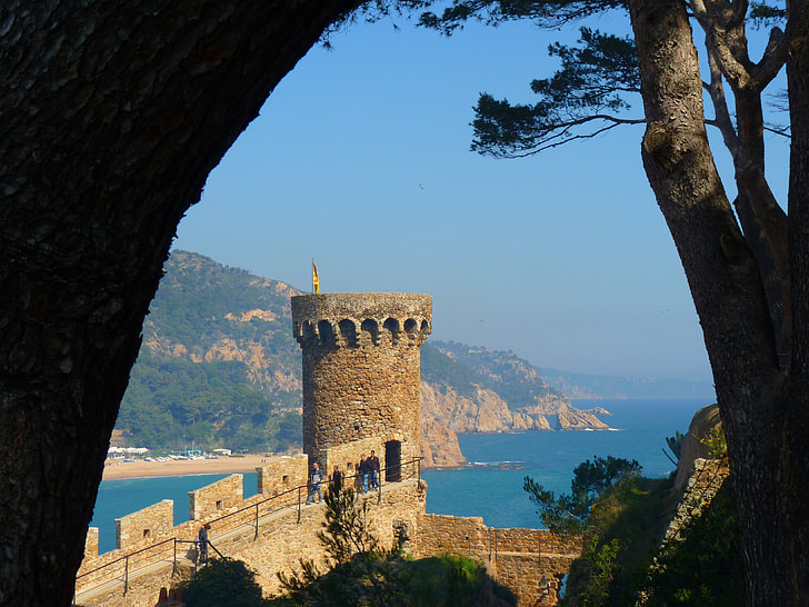 castle turret beside ocean
