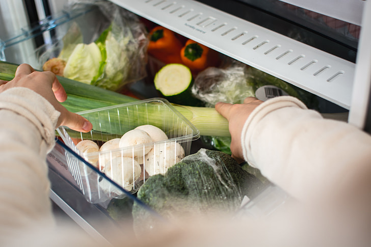 Vegetables in a fridge