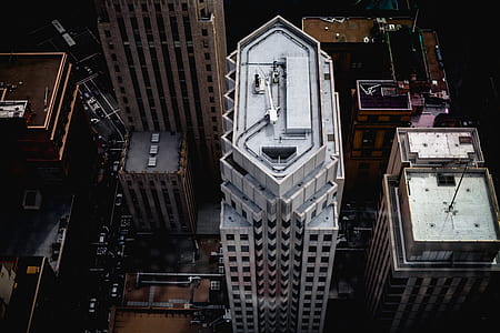 aerial photo of a white concrete buildiong