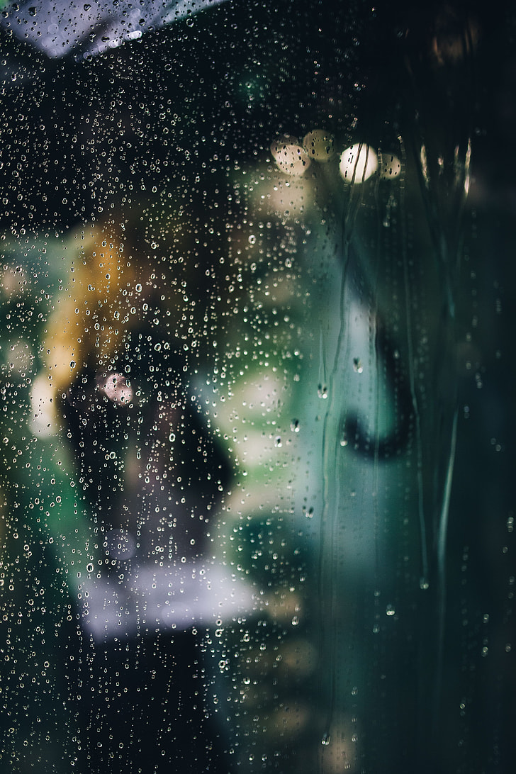 Water drops of rain on glass