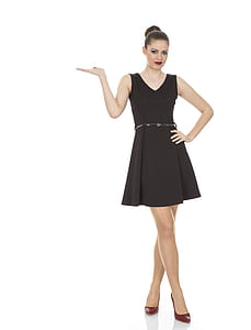 woman wearing black v-neck sleeveless mini dress
