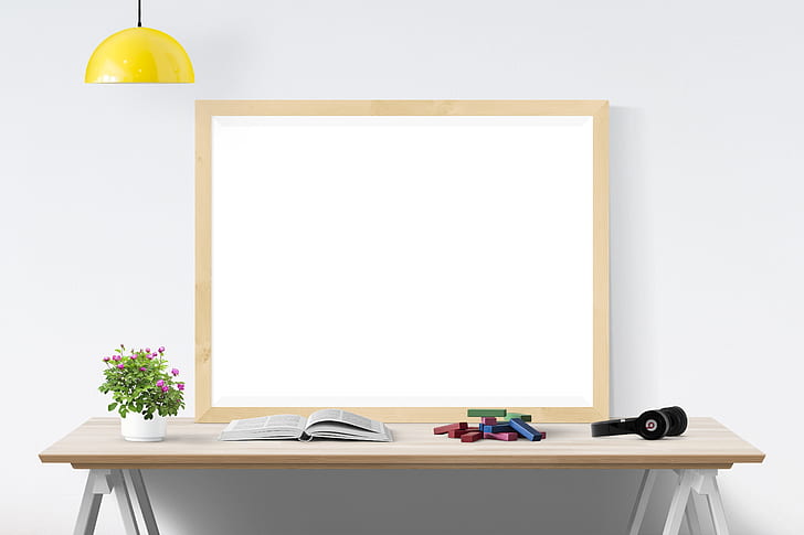 Free Photo  Wooden whiteboard on design wallpaper