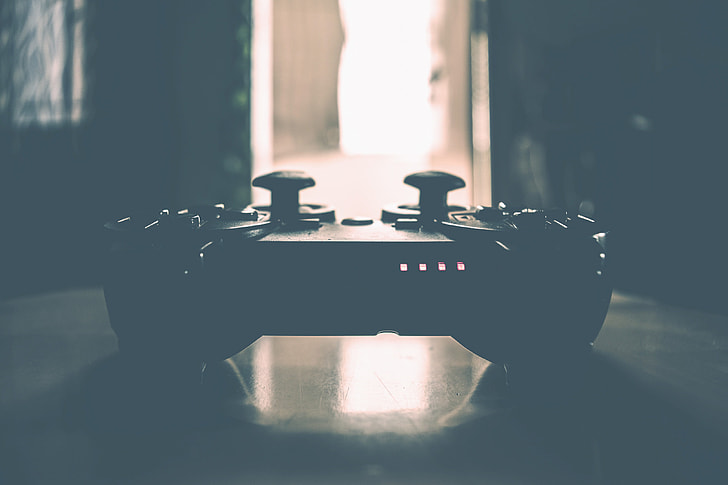 Closeup shot of video games controller