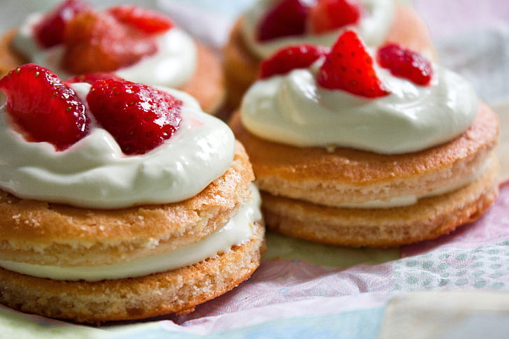 four strawberry biscuits