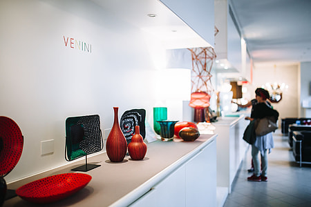 Venini glass factory and museum on the islands of Murano, Italy