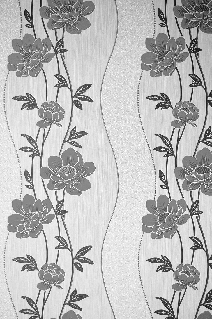 black and white floral textile
