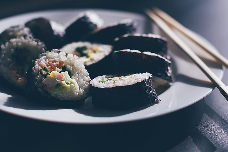 kimbap on white plate