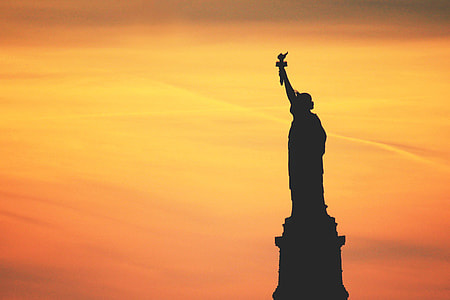 Silhouette of the Statue of Liberty in New York City