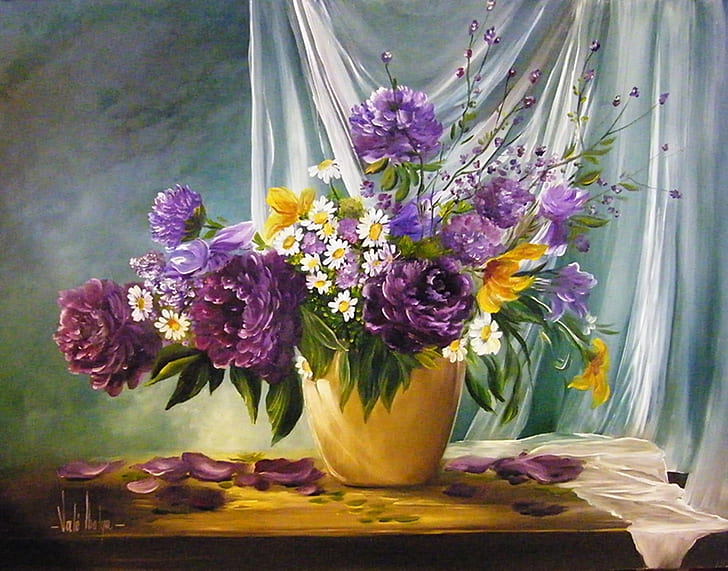 painting of purple flower arrangement